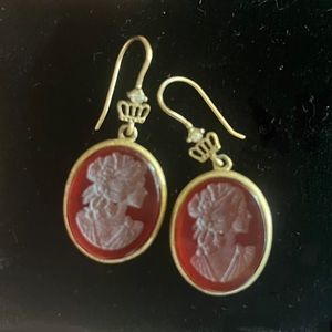 Juicy couture, cameo earrings, burgundy